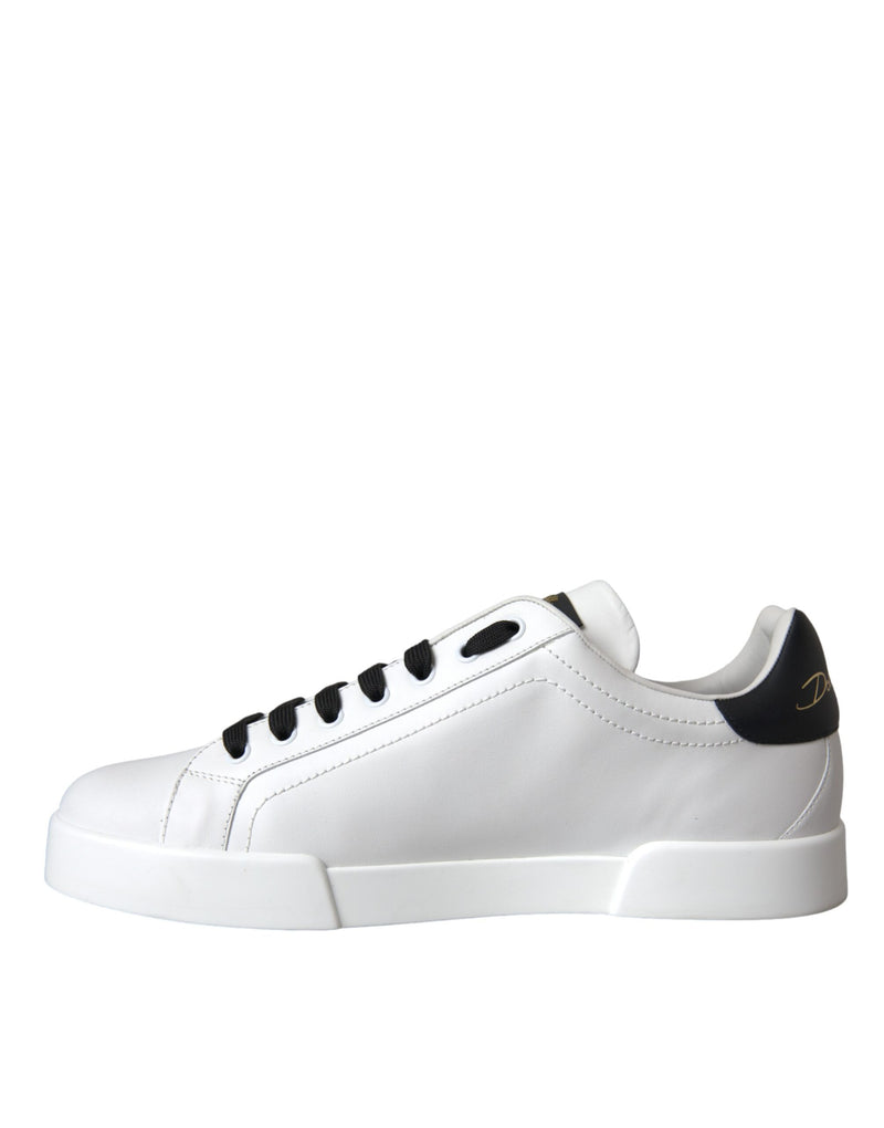 Dolce & Gabbana White Leather DG Logo Casual Low Top Sneakers
