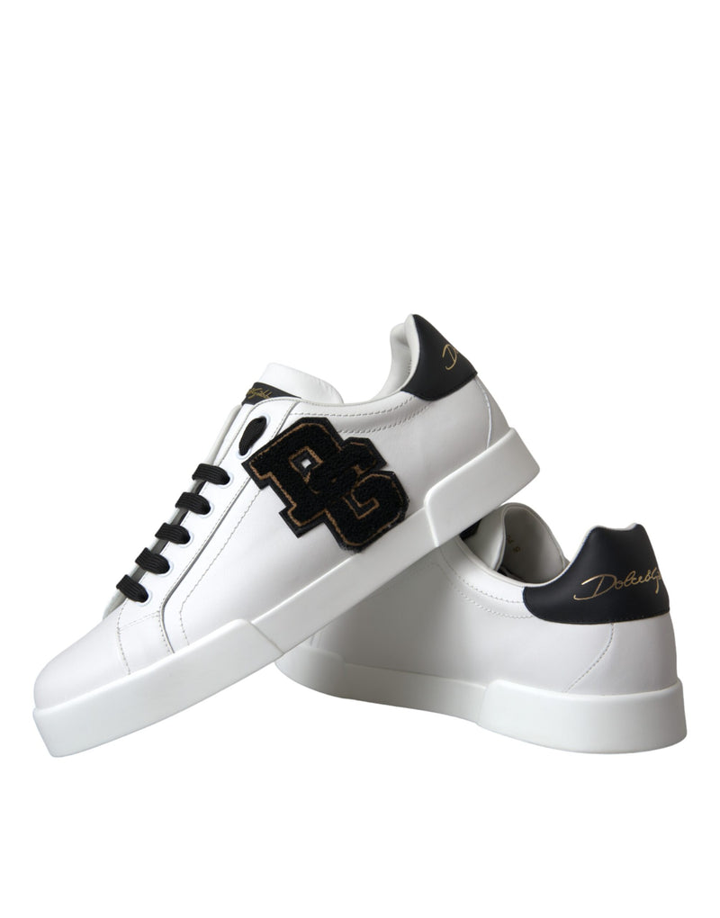 Dolce & Gabbana White Leather DG Logo Casual Low Top Sneakers