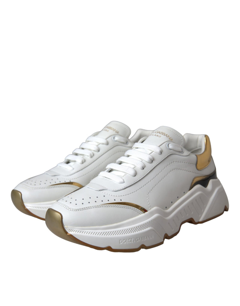 Dolce & Gabbana White Gold DAYMASTER Leather Sneakers