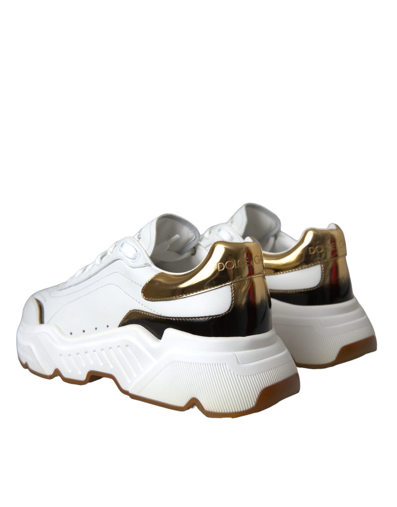 Dolce & Gabbana White Gold DAYMASTER Leather Sneakers