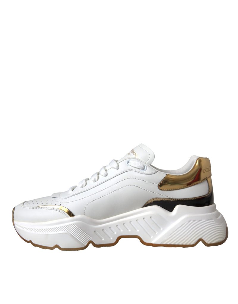 Dolce & Gabbana White Gold DAYMASTER Leather Sneakers