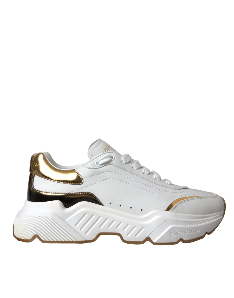 Dolce & Gabbana White Gold DAYMASTER Leather Sneakers