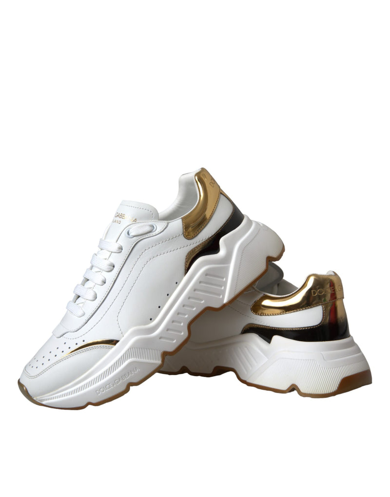 Dolce & Gabbana White Gold DAYMASTER Leather Sneakers