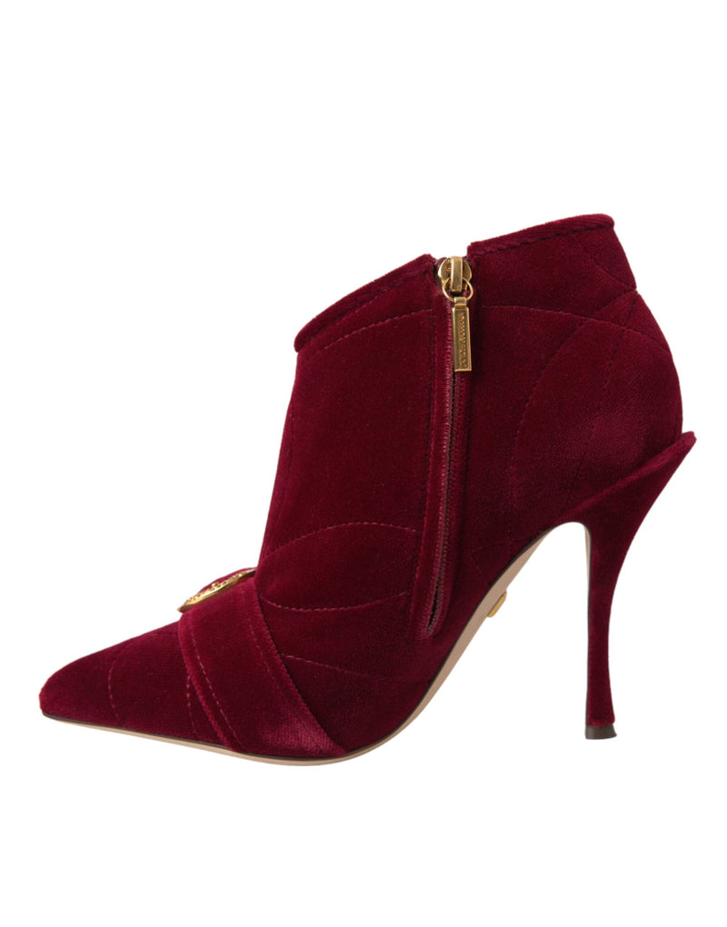 Dolce & Gabbana Dark Red Velvet Devotion Buckle Boots