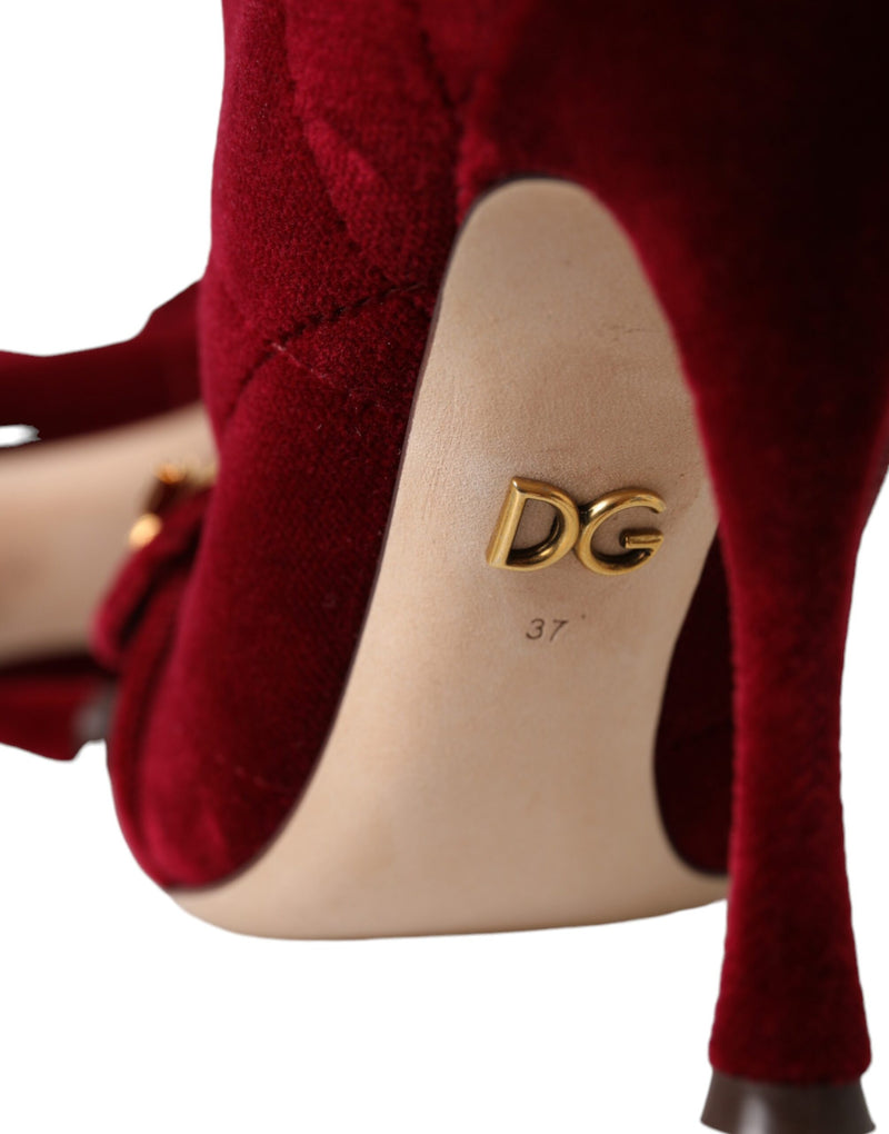 Dolce & Gabbana Dark Red Velvet Devotion Buckle Boots