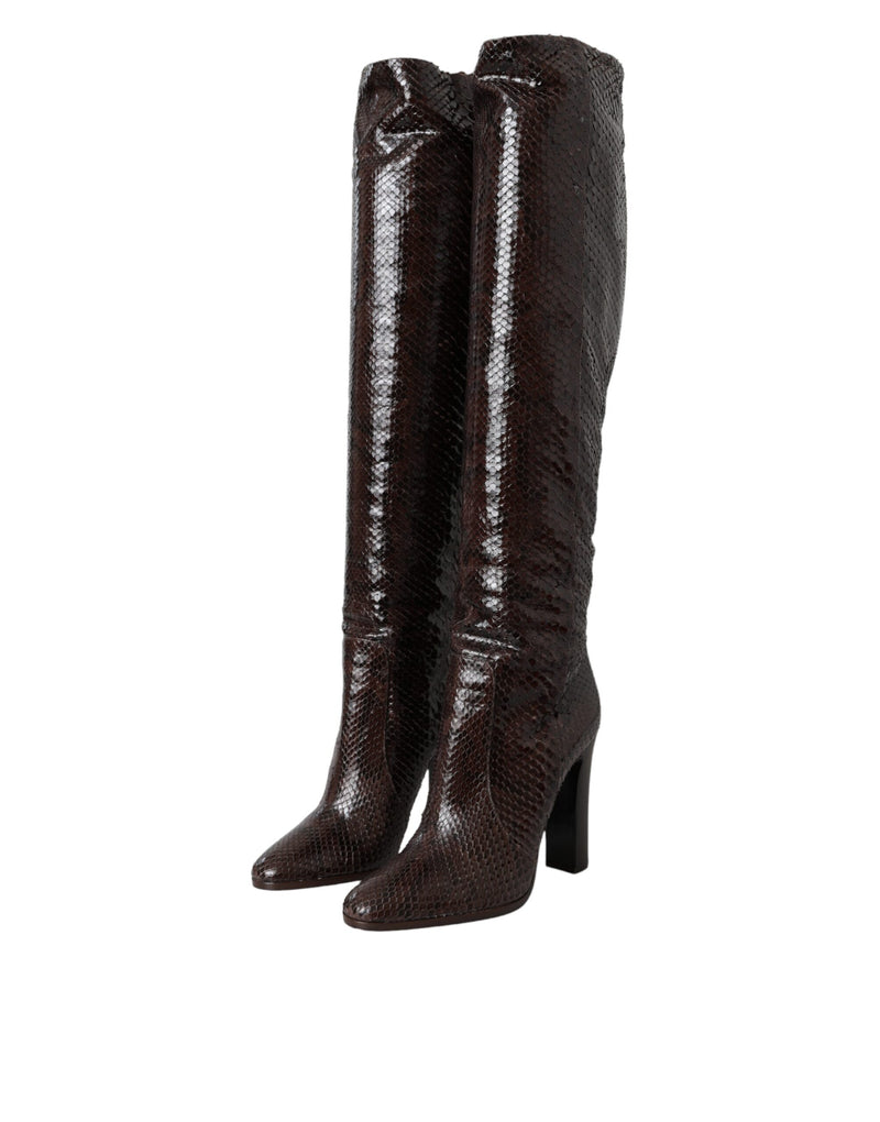 Dolce & Gabbana Brown Exotic Leather High Heels Boots