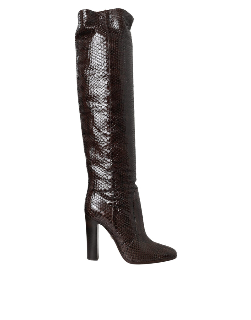 Dolce & Gabbana Brown Exotic Leather High Heels Boots