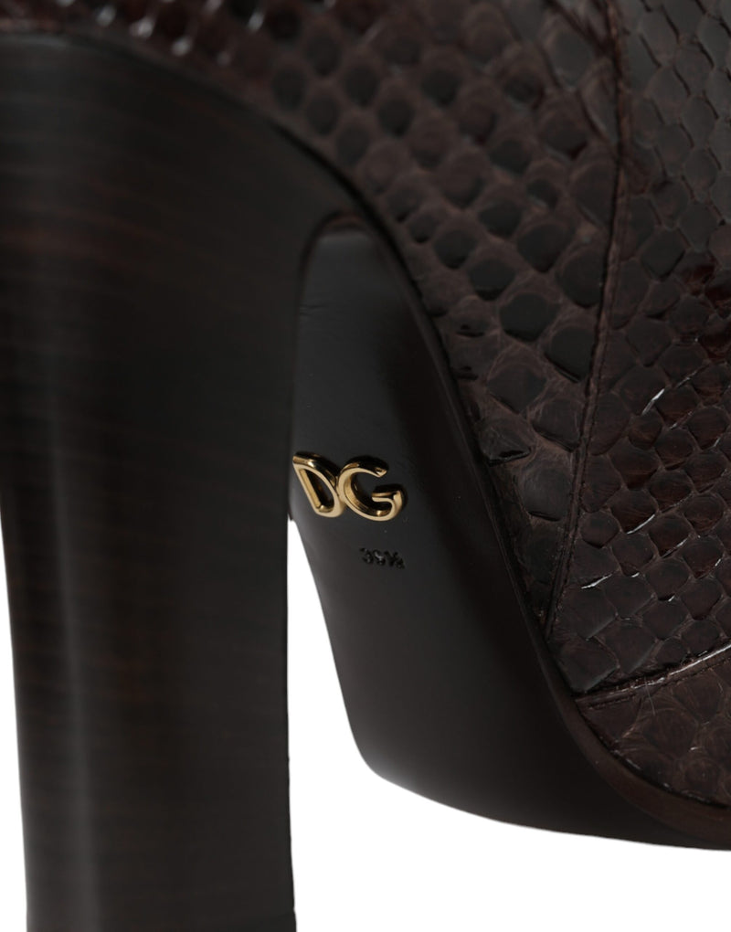 Dolce & Gabbana Brown Exotic Leather High Heels Boots