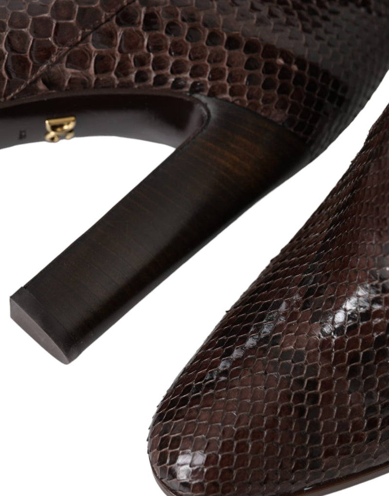 Dolce & Gabbana Brown Exotic Leather High Heels Boots