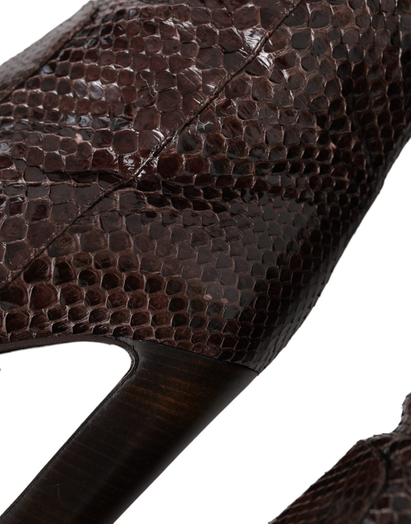 Dolce & Gabbana Brown Exotic Leather High Heels Boots