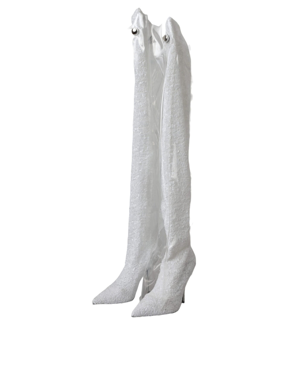 Dolce & Gabbana White Heels Stiletto Knee High Boots