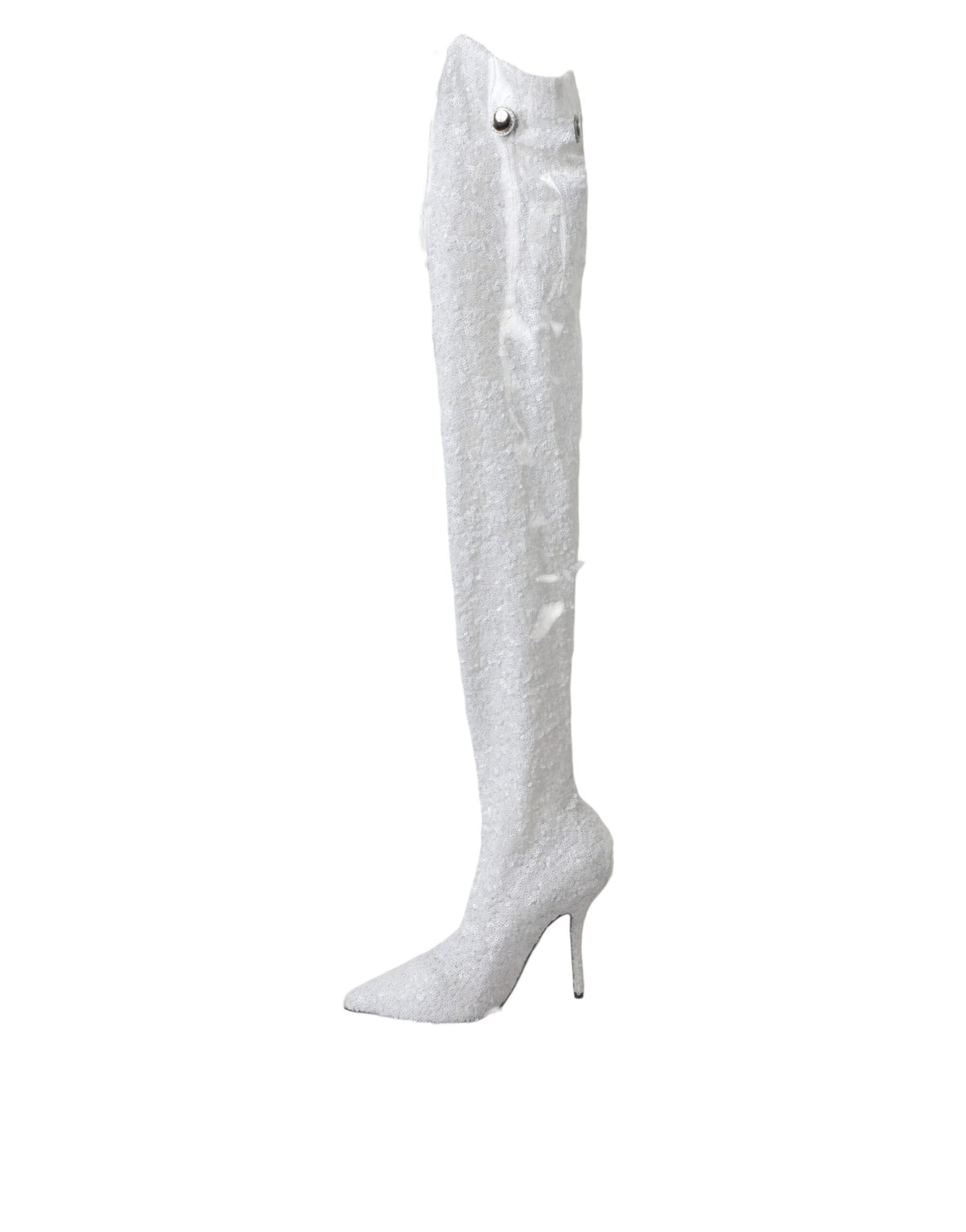 Dolce & Gabbana White Heels Stiletto Knee High Boots