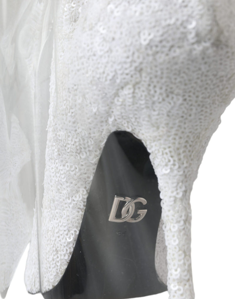 Dolce & Gabbana White Heels Stiletto Knee High Boots
