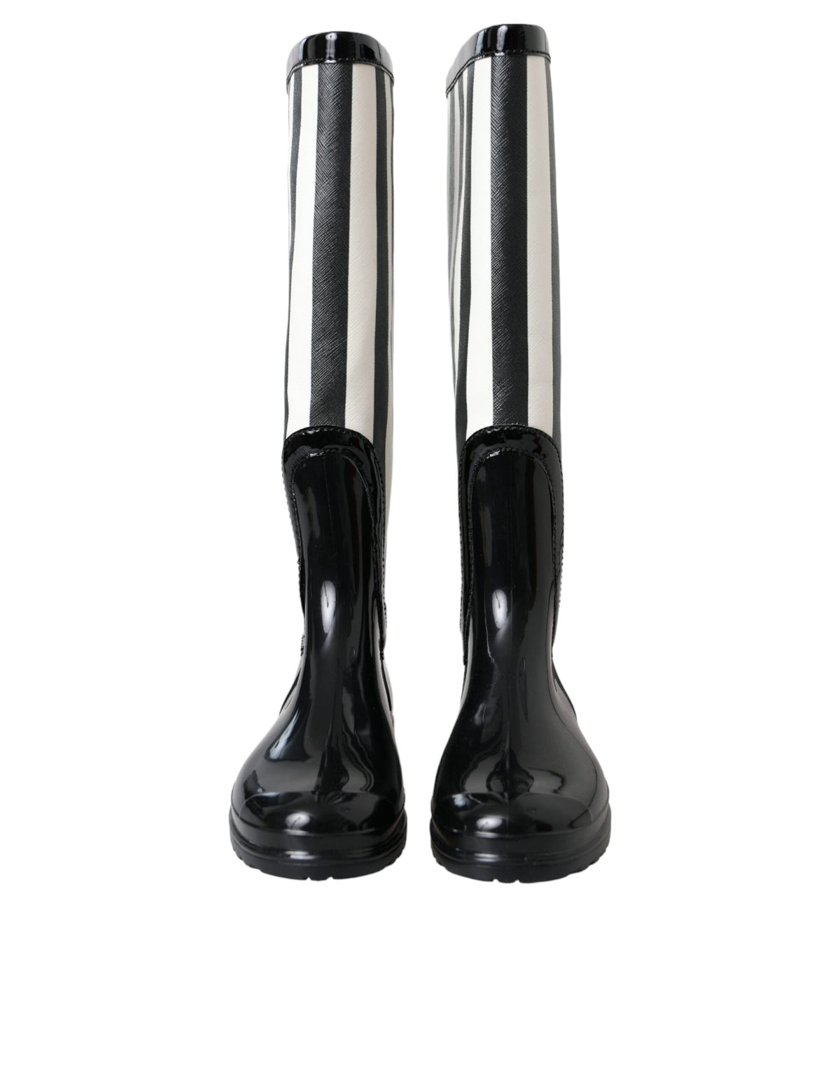 Dolce & Gabbana Bottes Plates Hautes en Caoutchouc Noires pour Femmes