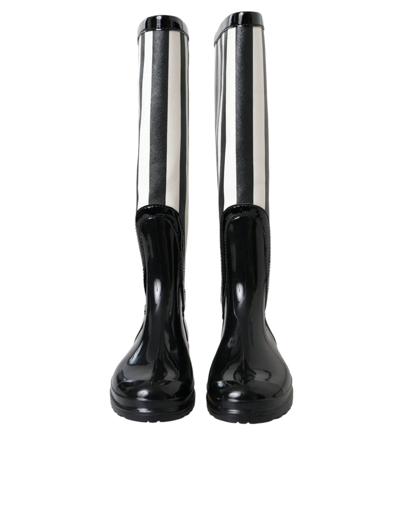 Dolce & Gabbana Bottes Plates Hautes en Caoutchouc Noires pour Femmes