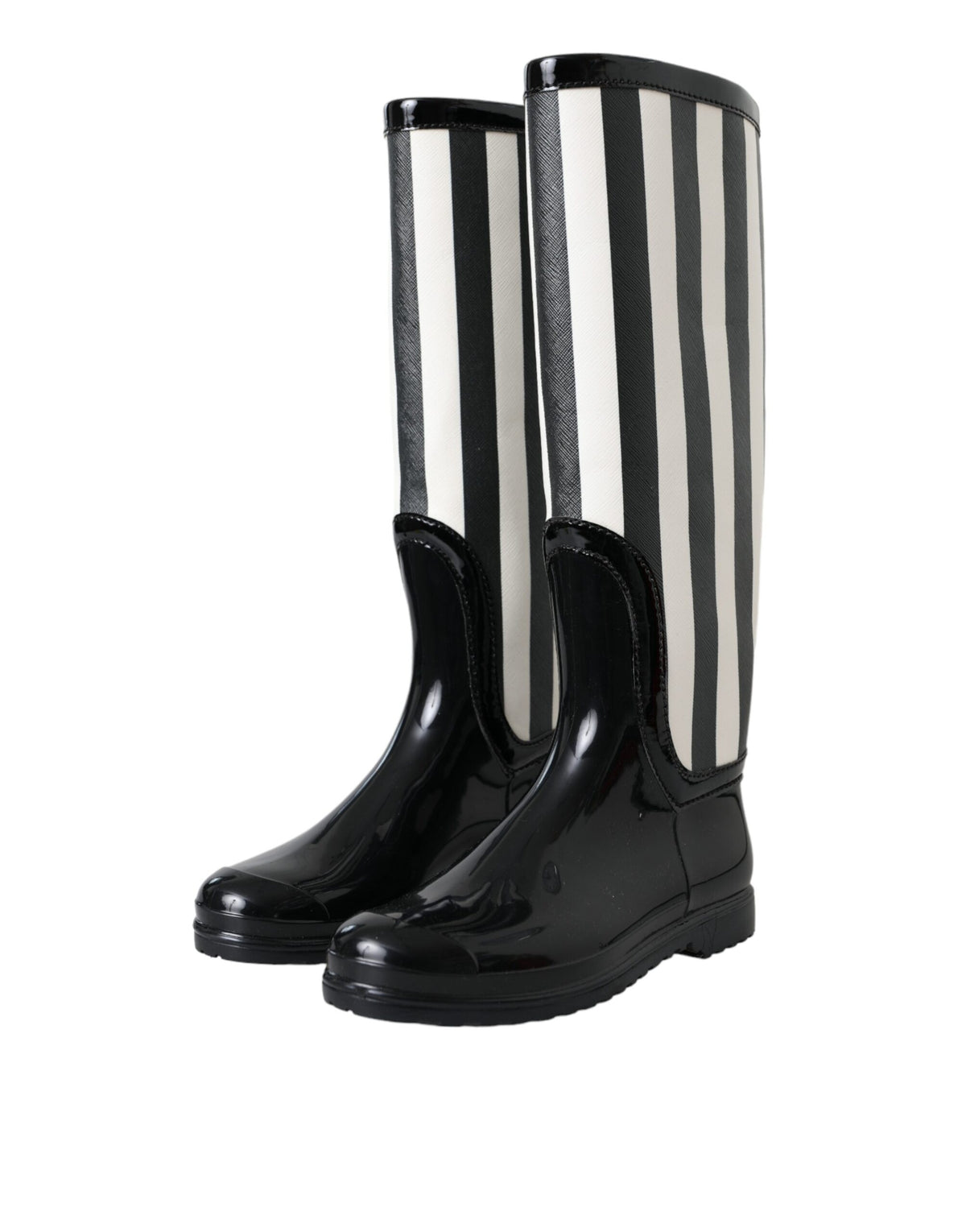 Dolce & Gabbana Bottes Plates Hautes en Caoutchouc Noires pour Femmes