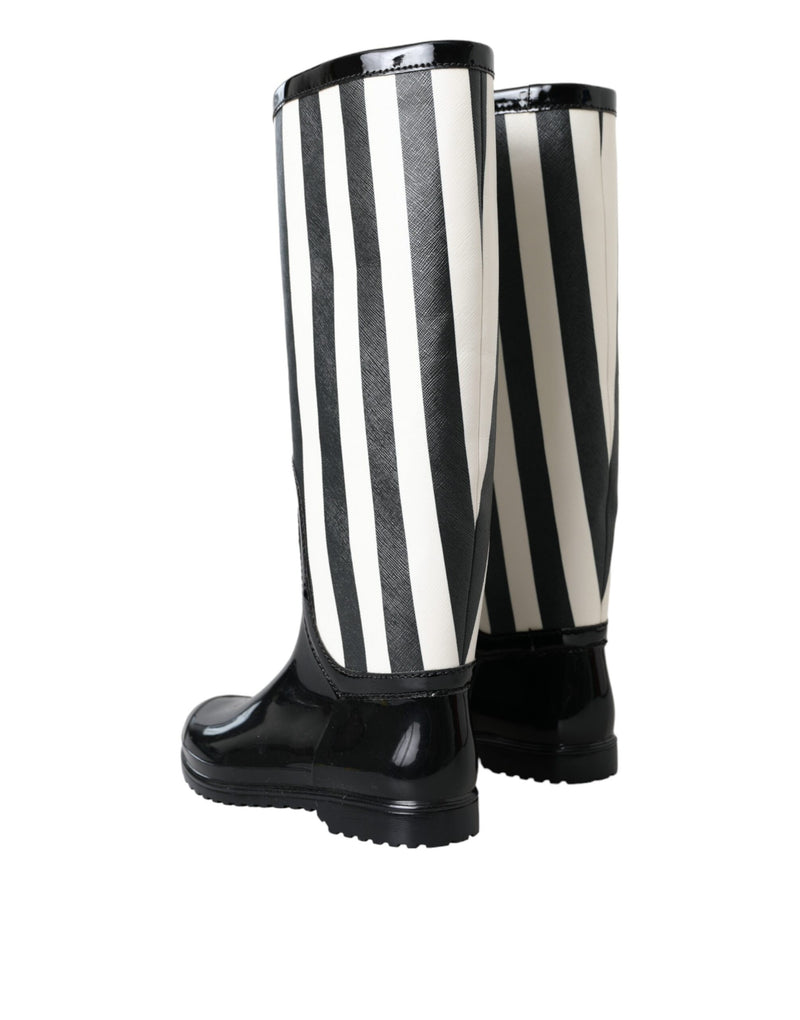 Dolce & Gabbana Bottes Plates Hautes en Caoutchouc Noires pour Femmes