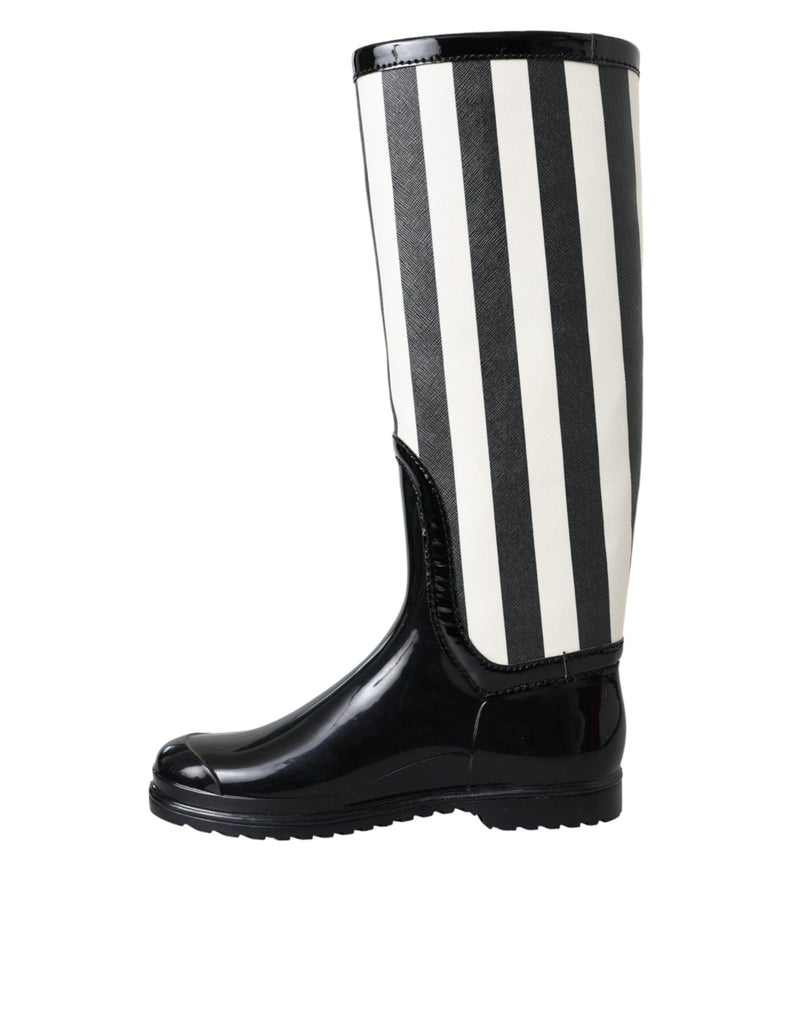 Dolce & Gabbana Bottes Plates Hautes en Caoutchouc Noires pour Femmes