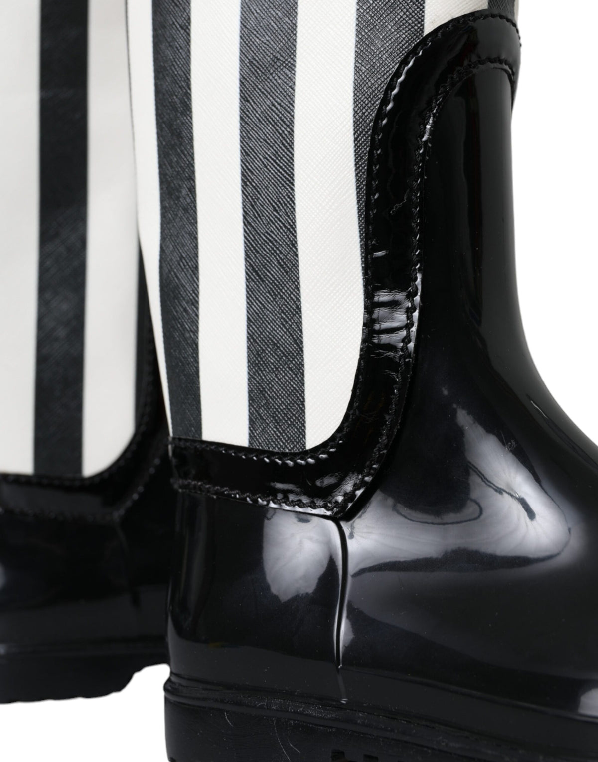 Dolce & Gabbana Bottes Plates Hautes en Caoutchouc Noires pour Femmes