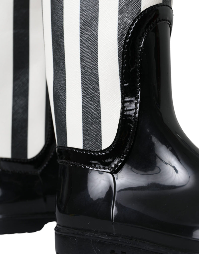 Dolce & Gabbana Bottes Plates Hautes en Caoutchouc Noires pour Femmes