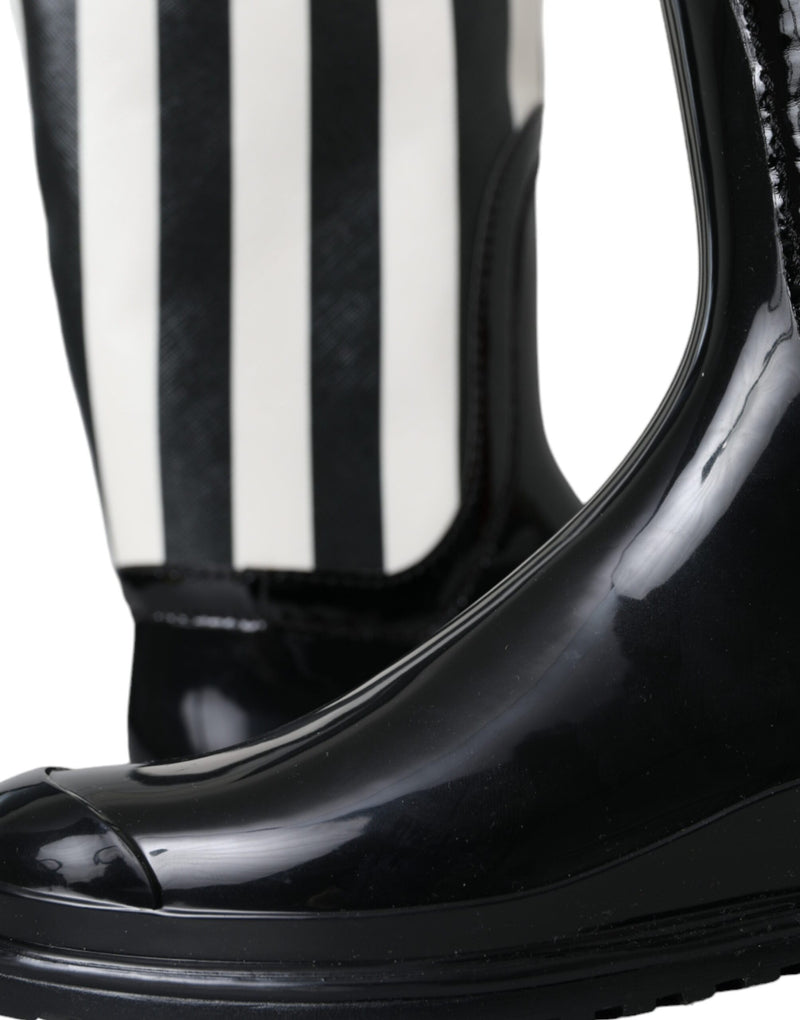 Dolce & Gabbana Bottes Plates Hautes en Caoutchouc Noires pour Femmes