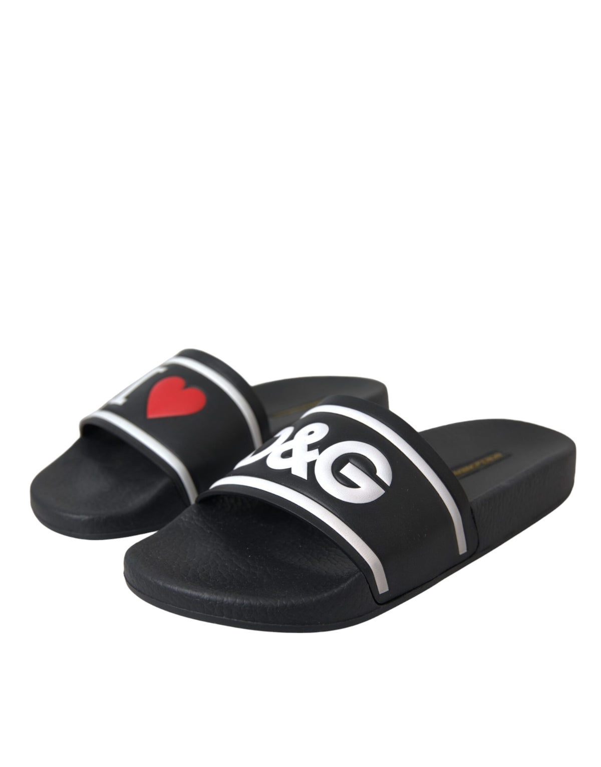 Dolce & Gabbana Black Leather I Love D&G Sandals