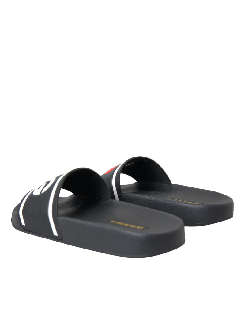 Dolce & Gabbana Black Leather I Love D&G Sandals