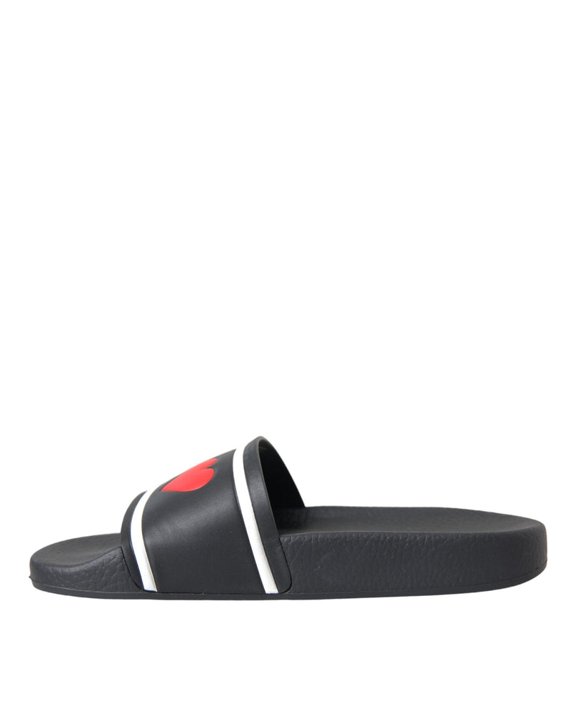 Dolce & Gabbana Black Leather I Love D&G Sandals