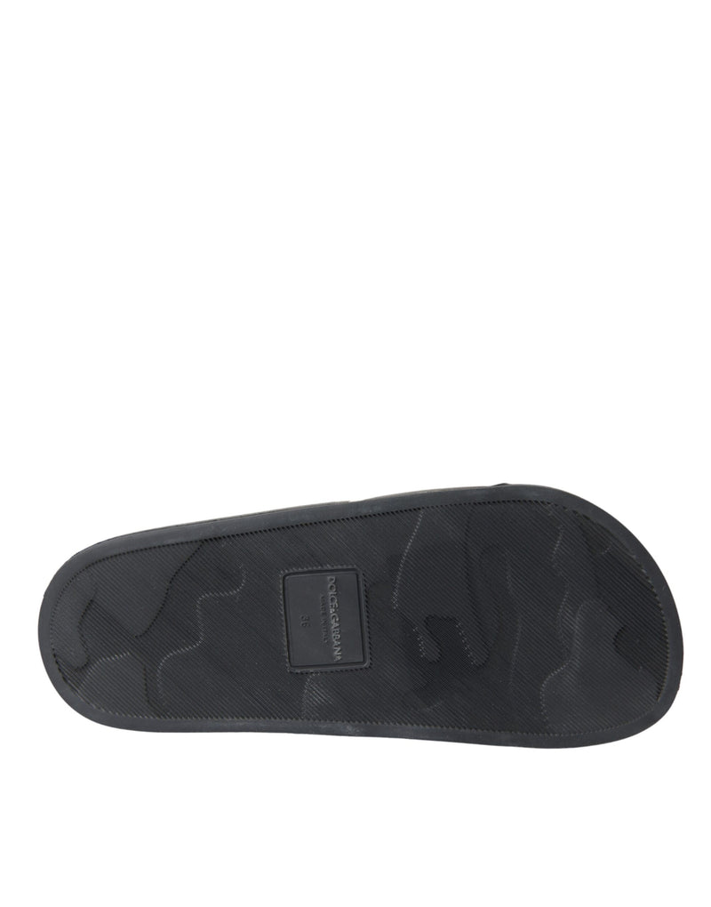 Dolce & Gabbana Black Leather I Love D&G Sandals