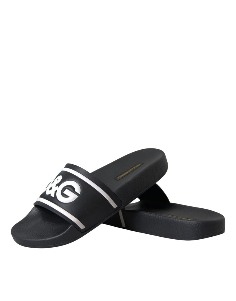 Dolce & Gabbana Black Leather I Love D&G Sandals