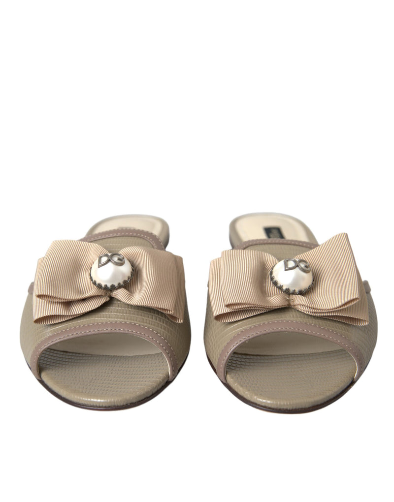 Dolce & Gabbana Sandales Plates Logo Perle Beige