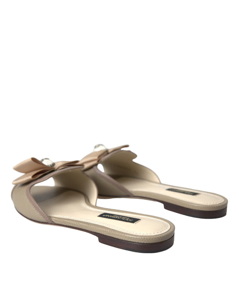 Dolce & Gabbana Sandales Plates Logo Perle Beige