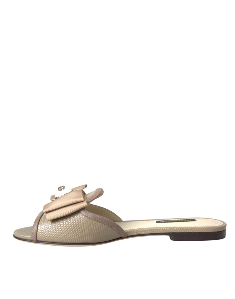 Dolce & Gabbana Sandales Plates Logo Perle Beige