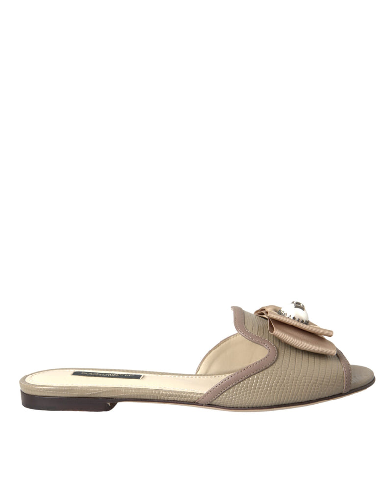 Dolce & Gabbana Sandales Plates Logo Perle Beige
