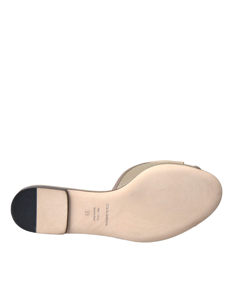 Dolce & Gabbana Sandales Plates Logo Perle Beige