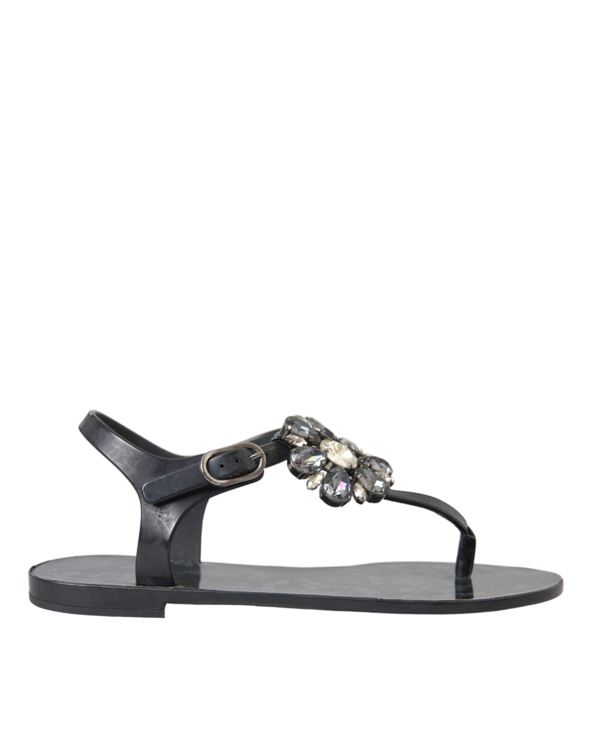 Dolce & Gabbana Black Crystal Flats Sandals - Luxurious Comfort