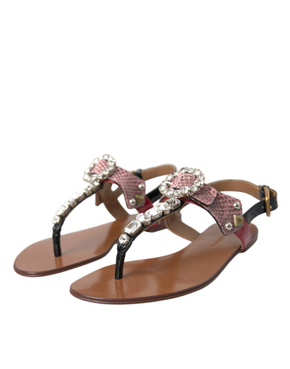 Dolce & Gabbana Multicolor Kristallen Sandalen Slippers