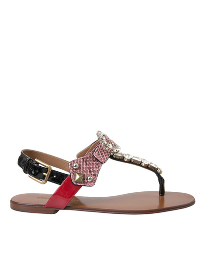 Dolce & Gabbana Multicolor Kristallen Sandalen Slippers
