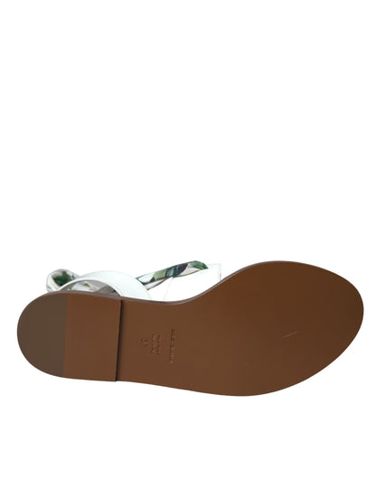 Sandales compensées à envelopper autour de la cheville, imprimé floral multicolore, Dolce & Gabbana.
