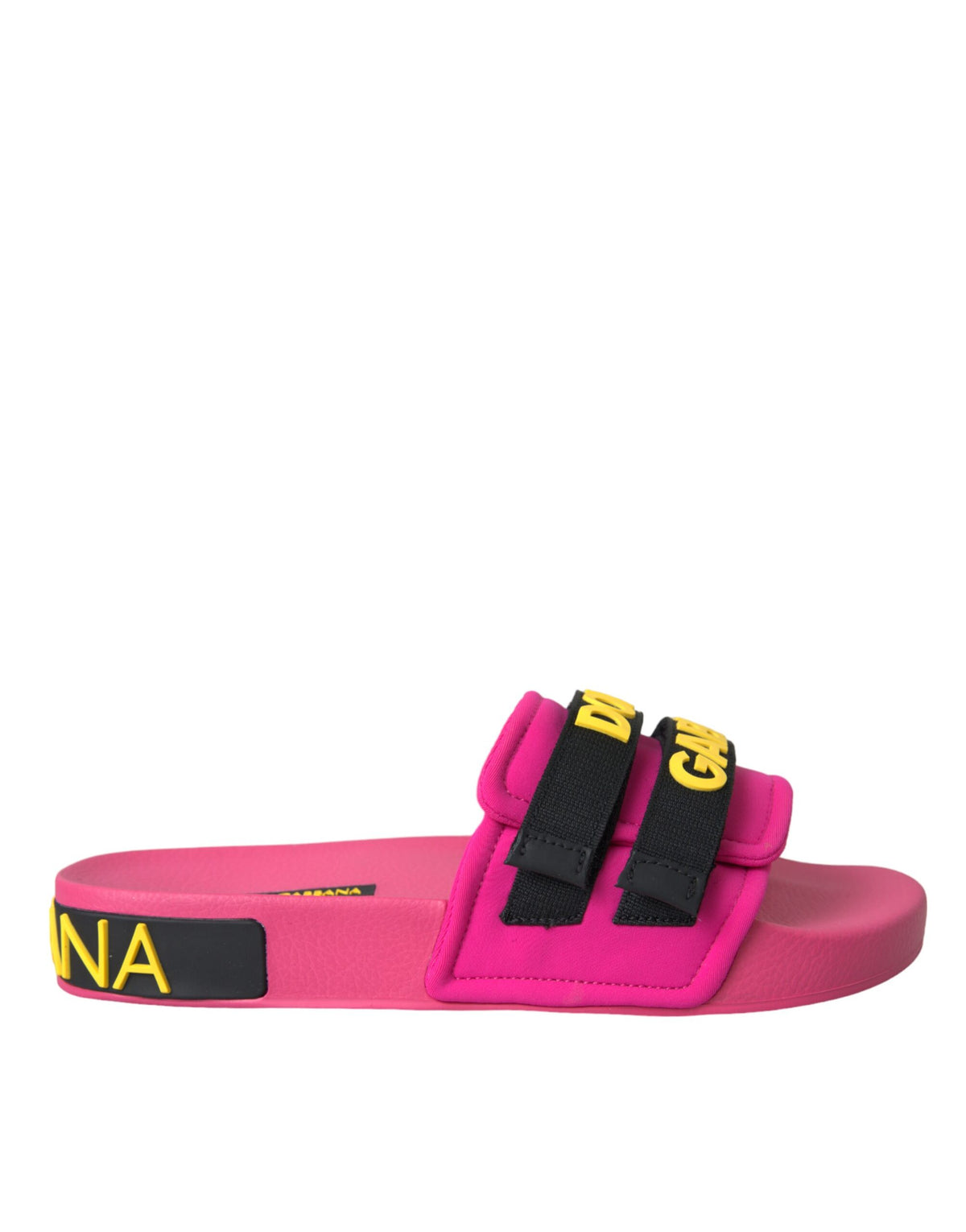 Dolce & Gabbana Sandales Plates de Plage Logo Noir et Rose