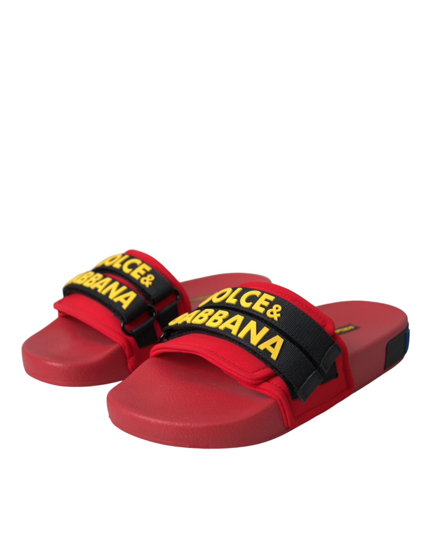 Dolce & Gabbana Rode en Zwarte Logo Strand Sandalen