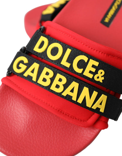 Dolce & Gabbana Rode en Zwarte Logo Strand Sandalen