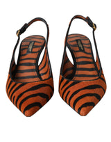 Dolce & Gabbana Slingbacks en Cuir Zebra Noir Orange