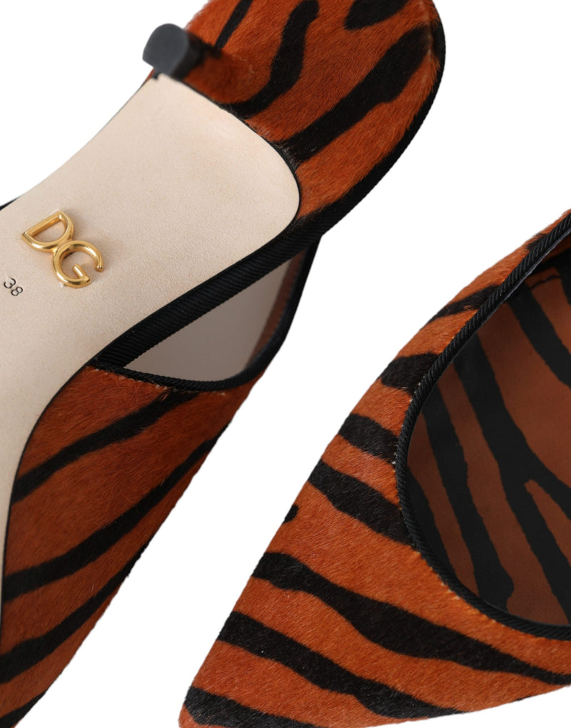 Dolce & Gabbana Slingbacks en Cuir Zebra Noir Orange