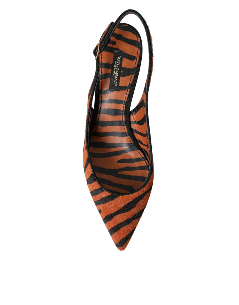 Dolce & Gabbana Slingbacks en Cuir Zebra Noir Orange