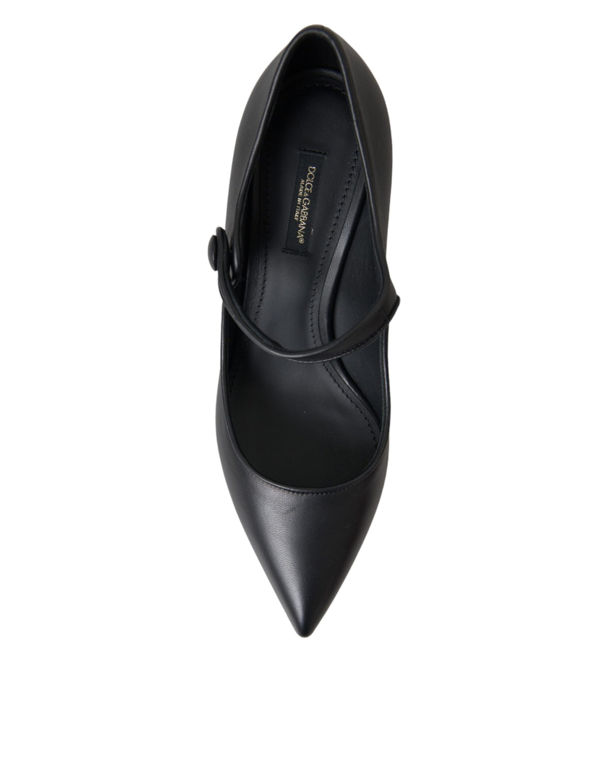Dolce & Gabbana Black Leather Logo Heels Mary Jane Pumps