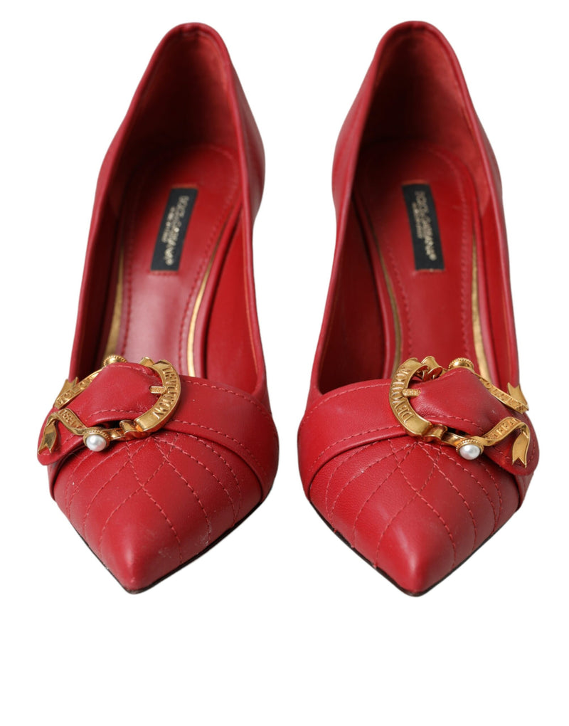 Dolce & Gabbana Red Devotion Leather Heels Pumps