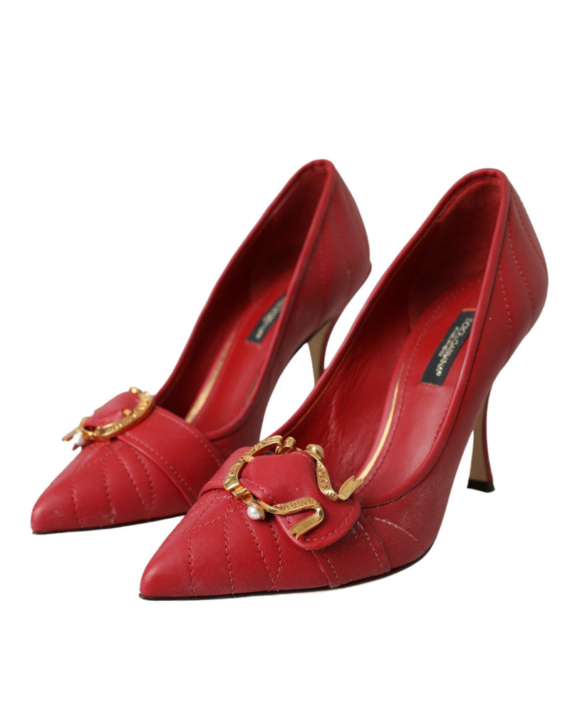 Dolce & Gabbana Red Devotion Leather Heels Pumps
