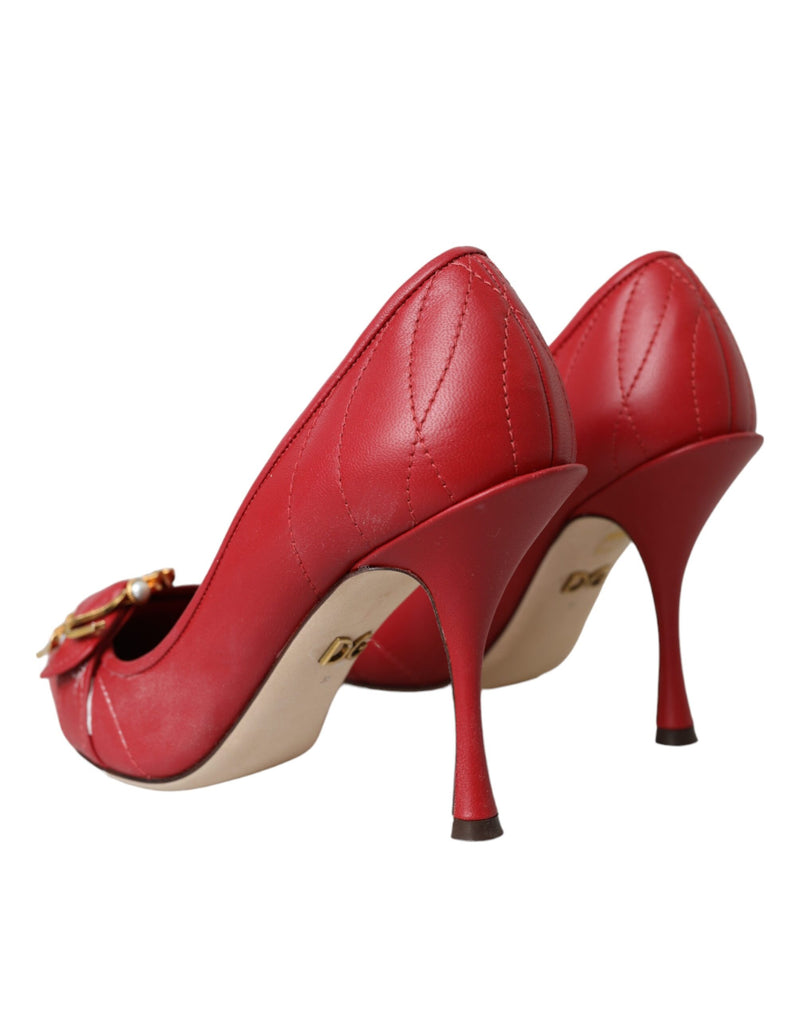 Dolce & Gabbana Red Devotion Leather Heels Pumps
