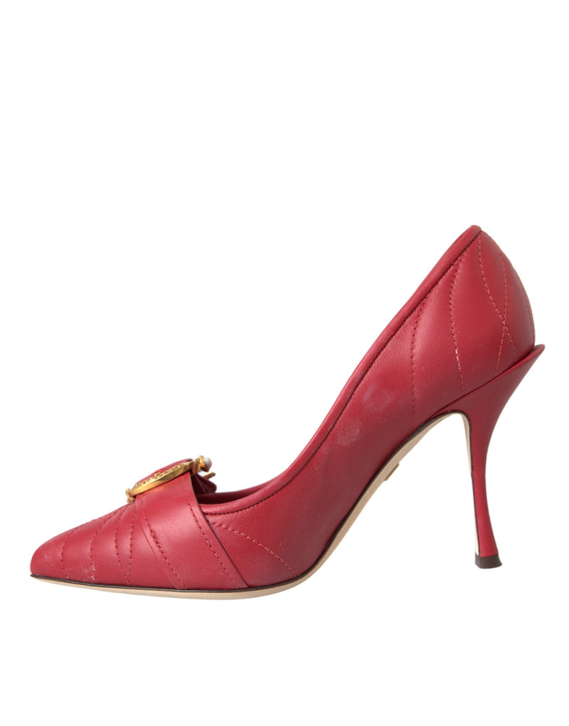 Dolce & Gabbana Red Devotion Leather Heels Pumps